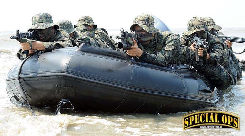 ...ale pogłębione szkolenie pod kątem działań wodnych przechodzi także jeden z batalionów specjalnych w każdej brygadzie podległej ROKA SWC oraz żołnierze ich batalionów rozpoznawczych, wśród których nie brakuje płetwonurków po szkoleniu UDT/SEAL; fot.: .