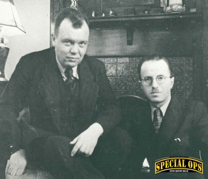 Kpt. dypl. Jan Górski (z lewej) i kpt. dypl. Maciej Kalenkiewicz, Wielka Brytania, 1941 r.