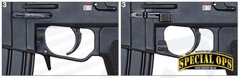 Komory spustowe HK433 ze zwalnianiem magazynka jak w G36(u góry) lub HK416.