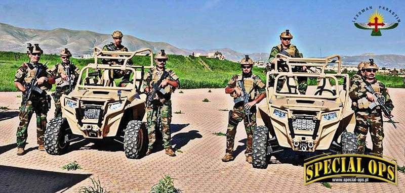 Operatorzy CTG-DT z amerykańskimi ATV Polaris MRZR4 - iraccy Kurdowie nabyli co najmniej 70 takich pojazdów.