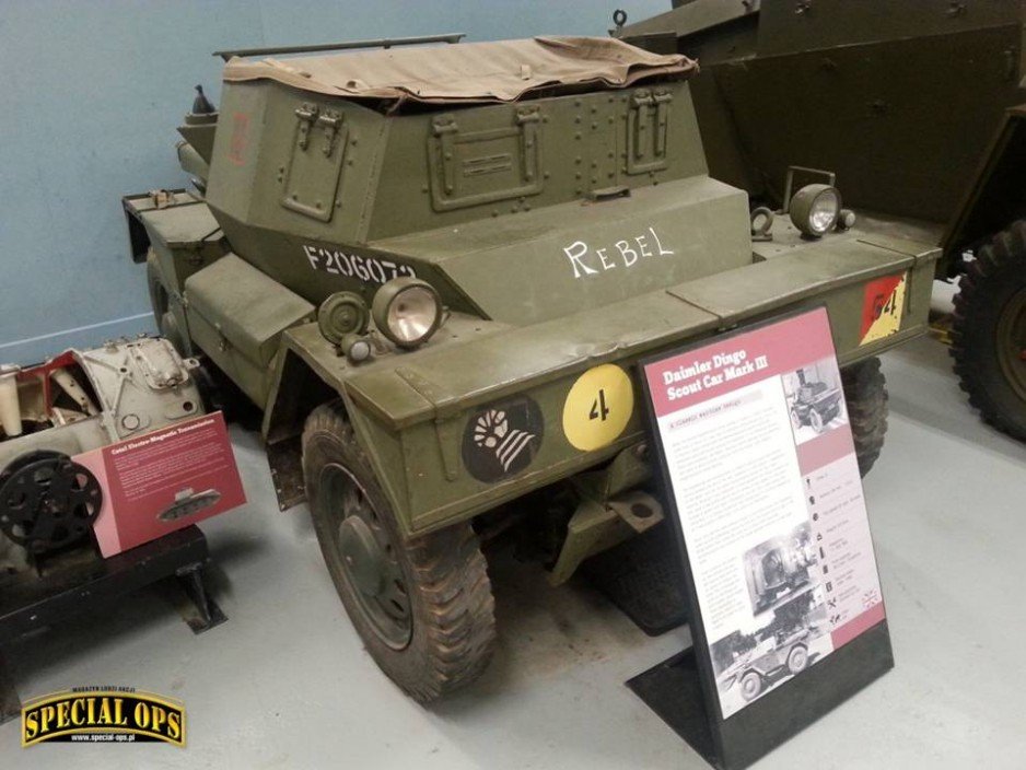 Daimler Dingo - samochód zwiadowczy - Muzeum Czołgów (The Tank Museum) w Bovington w Dorset.