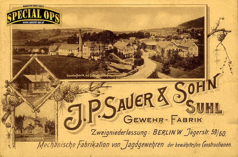 Dawny prospekt firmowy zakładów J.P. Sauer & Sohn z widokiem na miasteczko. Fot. SIG Sauer GmbH & Co KG, Ireneusz Chloupek