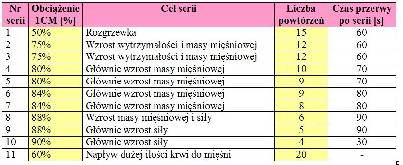 Tabela 3. Szablon serii – wariant podstawowy dla zaawansowanych.