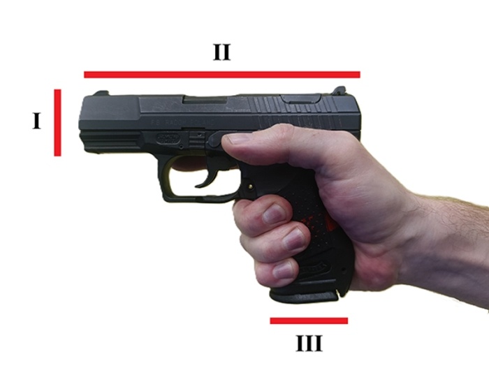 pistolet z oznaczeniami poszczególnych części